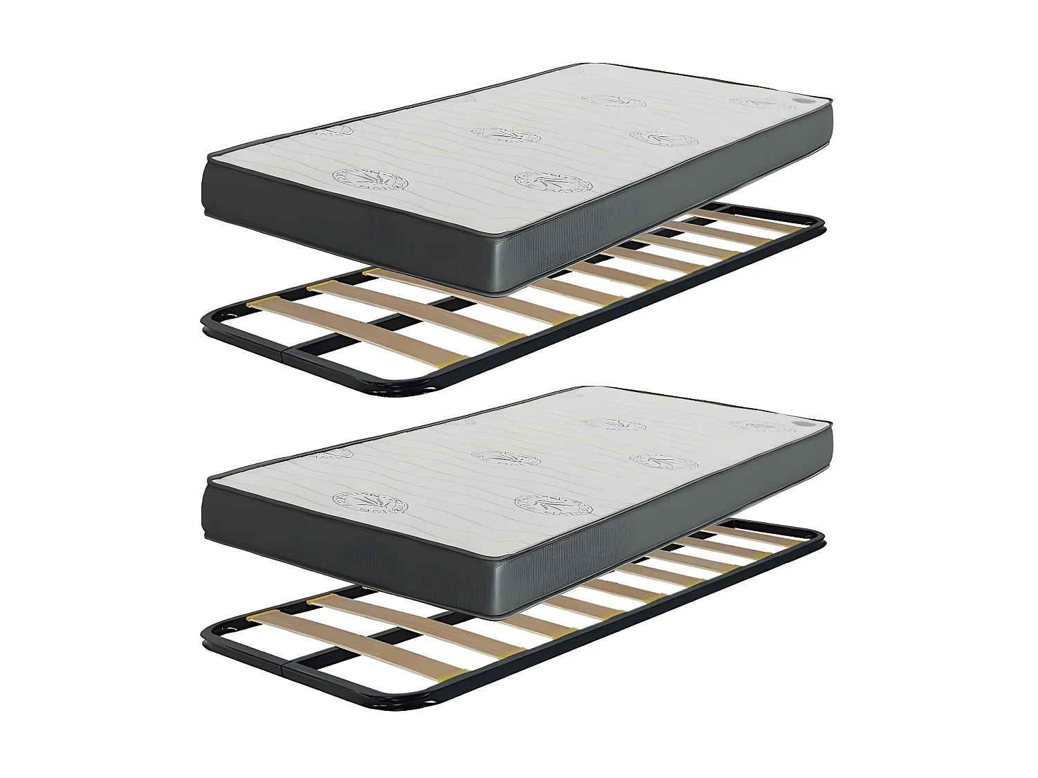 Letto + cassetti in bianco truciolato con reti 90x190cm