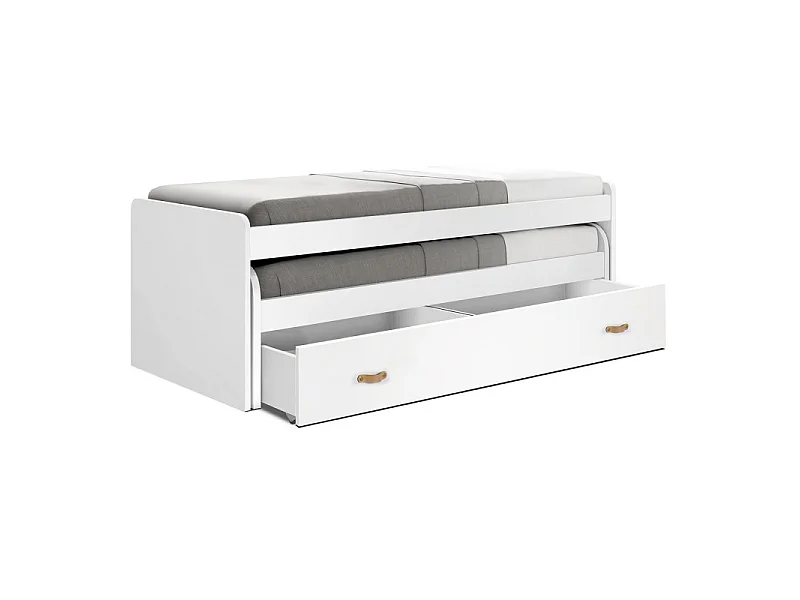 Cama compacta 90 branca com dois camas + 2 gavetas Aurora 90x190cm