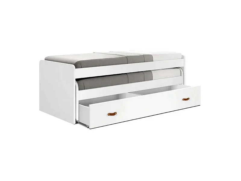 Cama compacta 90 branca com dois camas + 2 gavetas Aurora 90x190cm