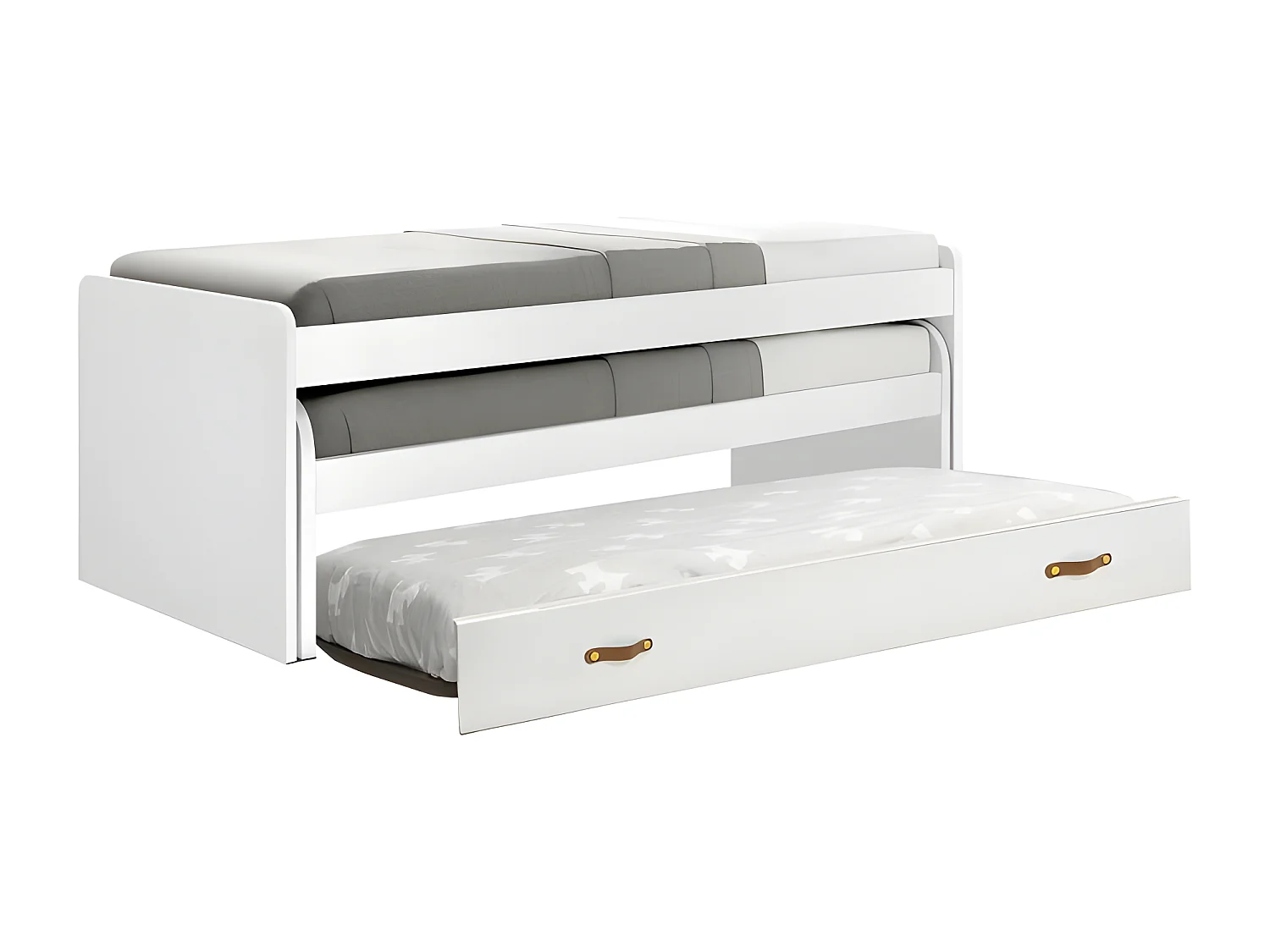 Lit triple en aggloméré blanc avec sommier 105x200cm