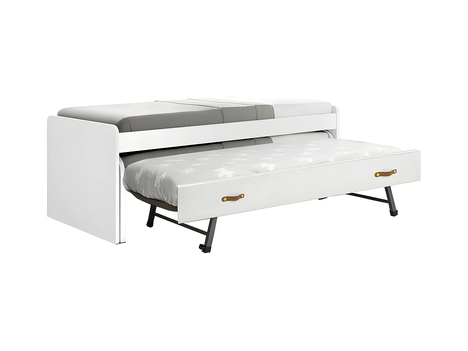 Bett dreifach mit Lattenrosten weiß 105x200cm