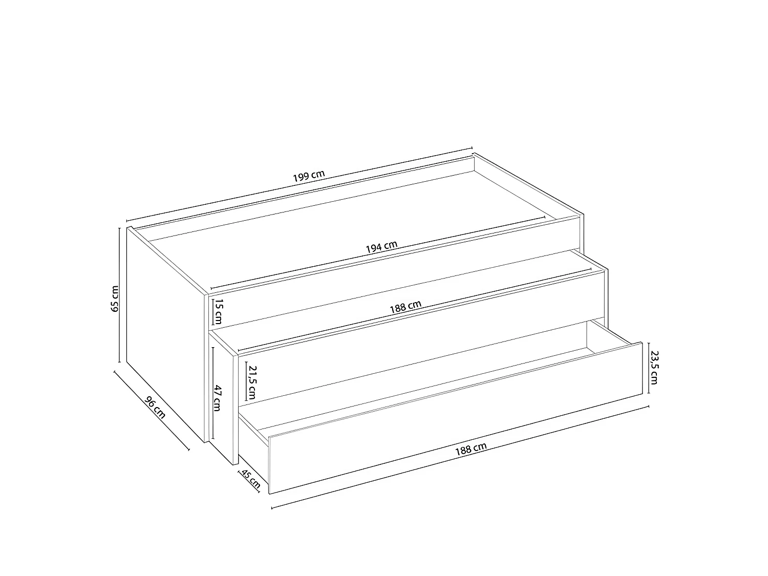 Cama y estante aglomerado rosa sin somieres y colchones 65x199x96cm