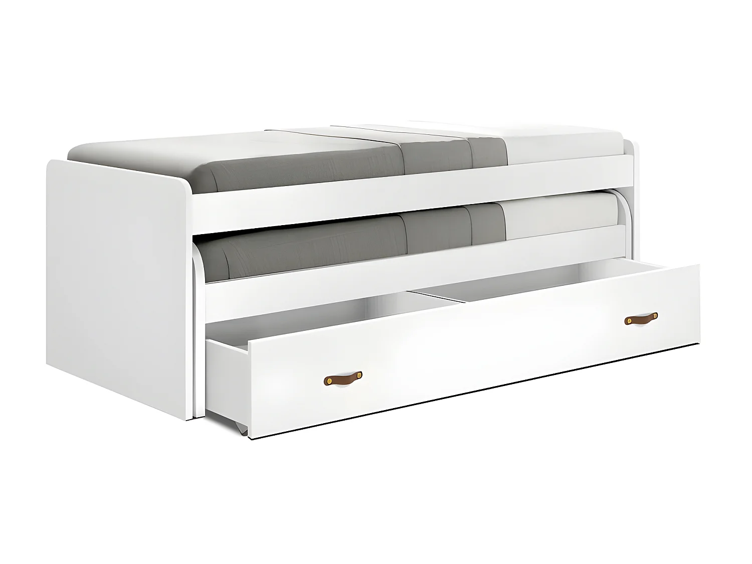 Cama + gavetas aglomerado branco com estrados e colchões 105x200cm