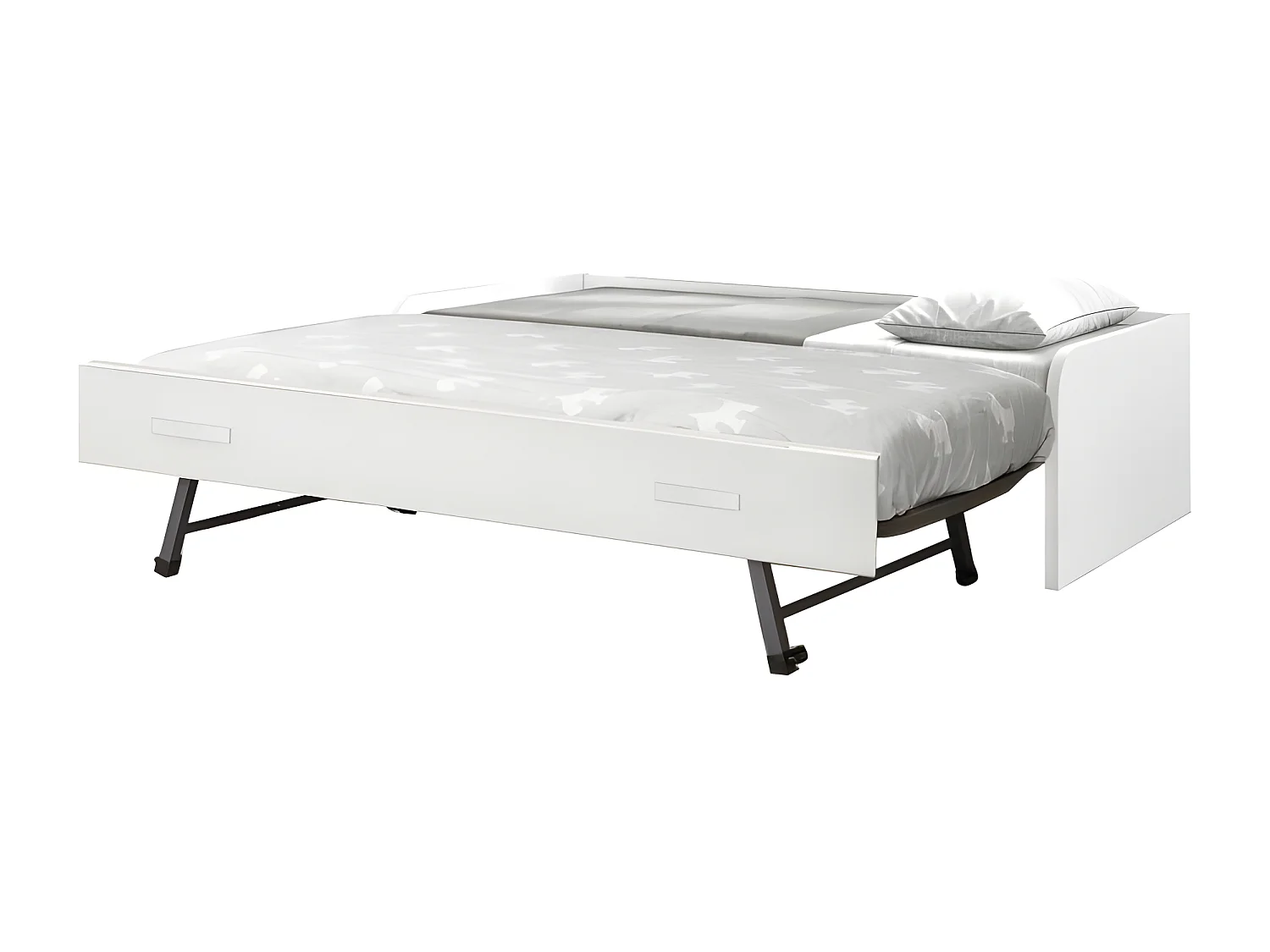 Lit + lit pieds pliants aggloméré blanc avec sommier 105/90 cm