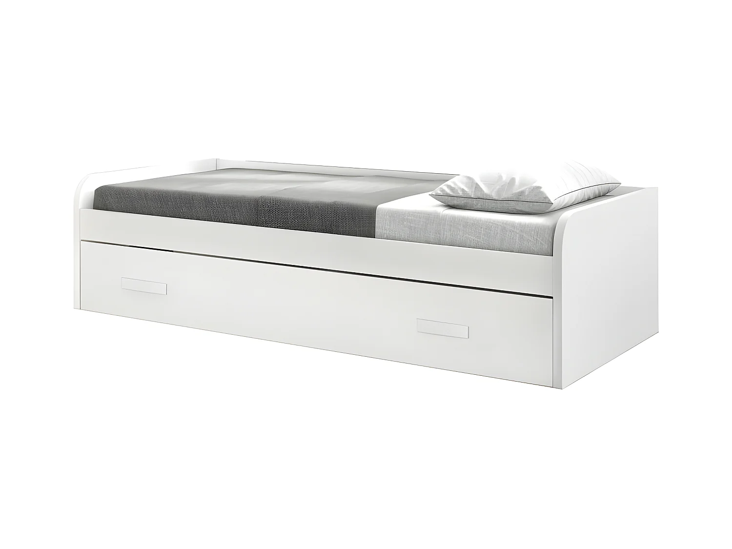 Cama + elevable aglomerado blanco con somier 105/90 cm
