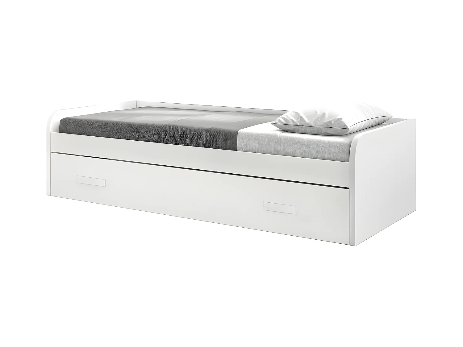 Cama + elevable aglomerado blanco con somier 105/90 cm