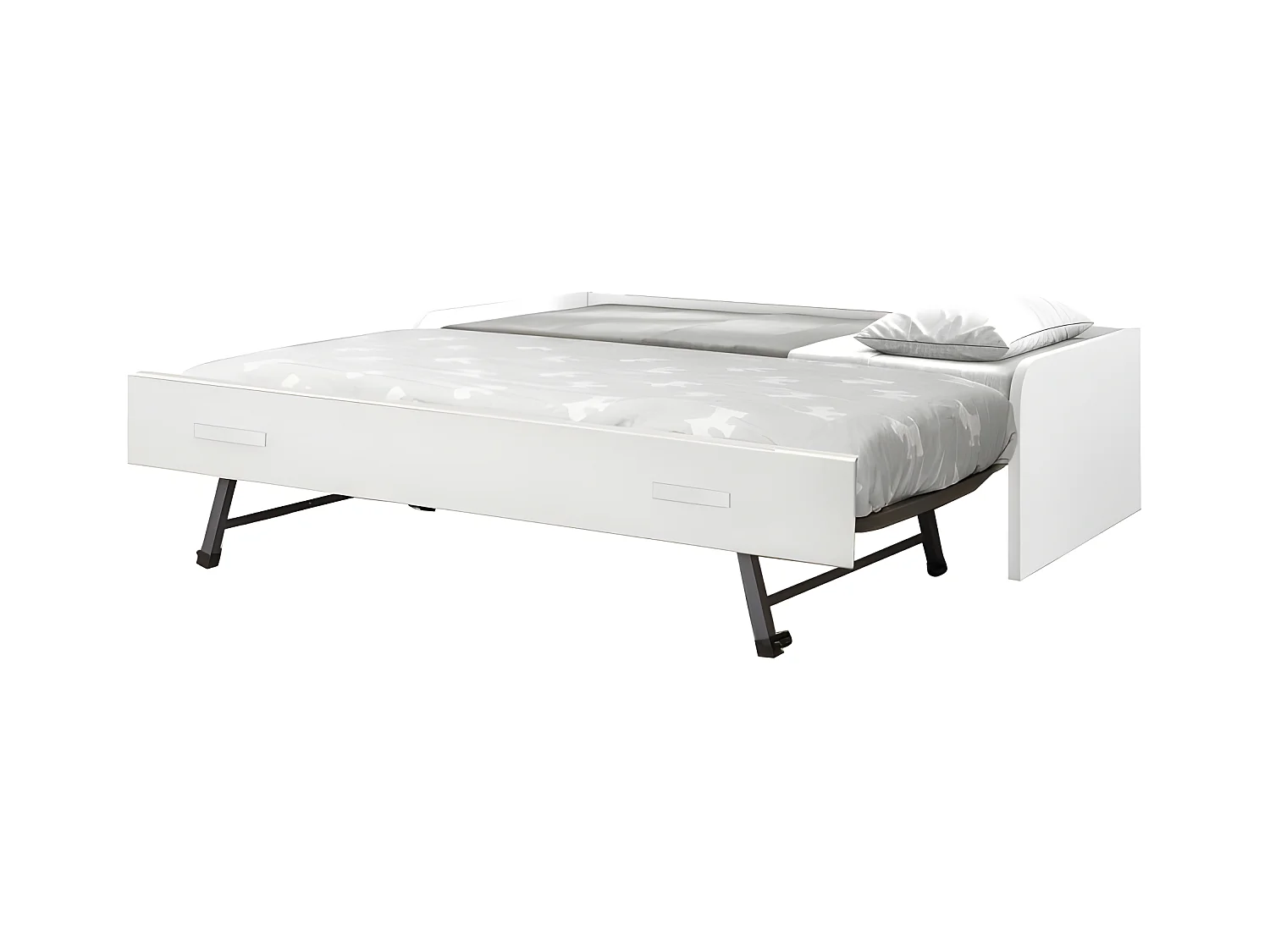 Cama + elevable aglomerado blanco con somier 105/90 cm