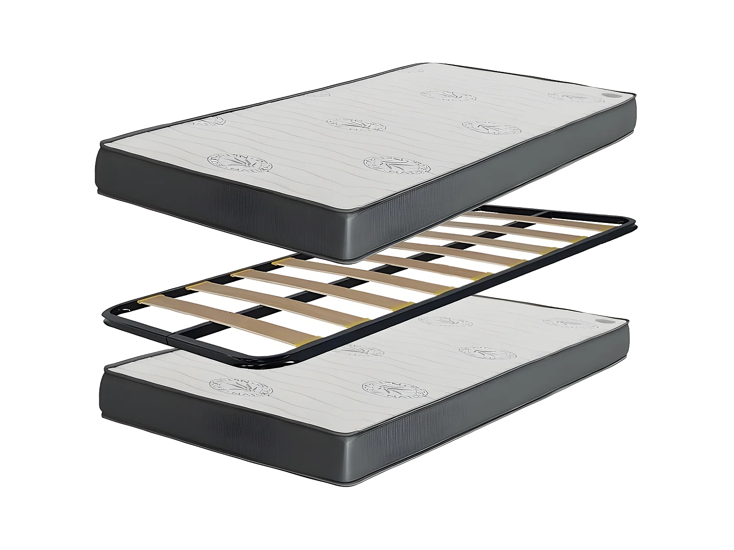 Cama + elevable aglomerado blanco con somier 105/90 cm