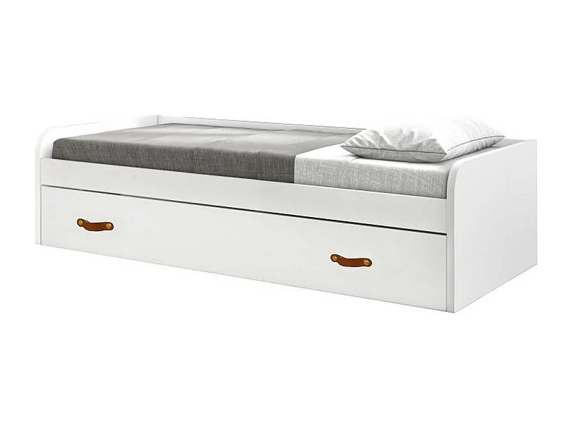 Letto + apribile bianco truciolato con rete e materassi 90/90 cm