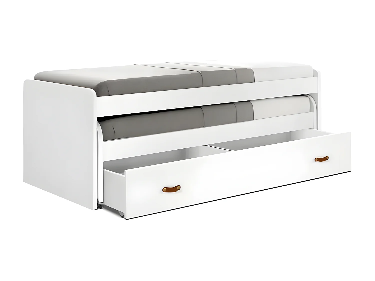 Cama + gavetas aglomerado branco com estrados e colchões 90x200cm