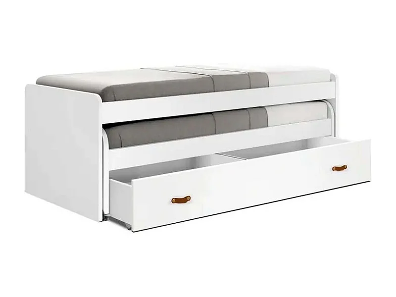 Bett 90 + Schubladen mit Lattenrost und Matratzen weiß 90x200cm