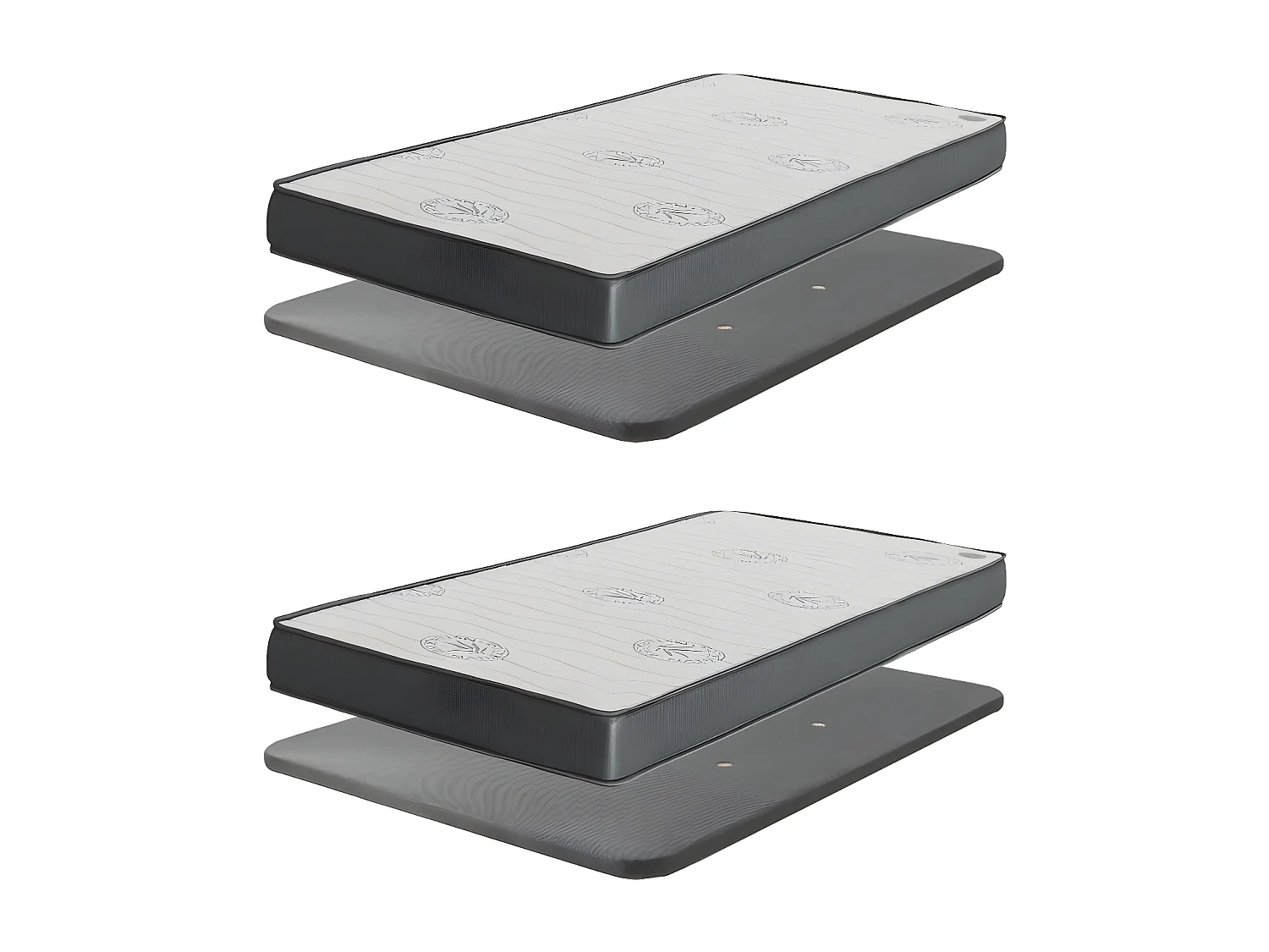 Letto e ripiano truciolato bianco + base, rete e materassi 65x199x96cm