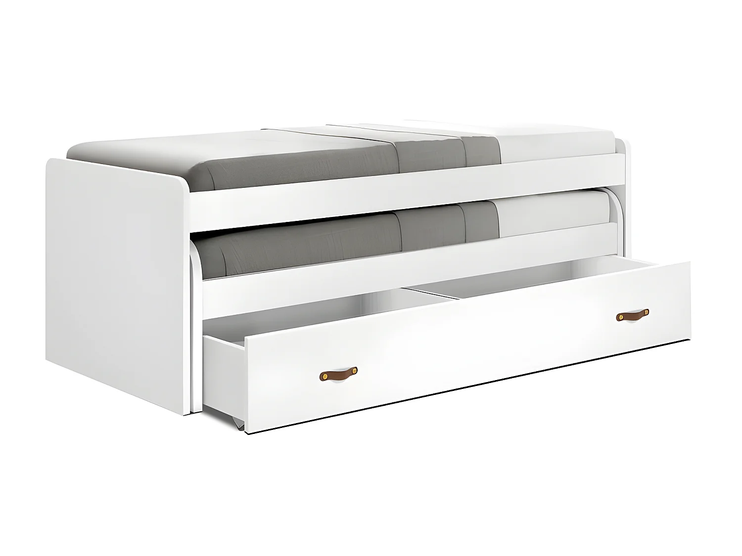 Cama + cajones aglomerado blanco con somieres 105x200cm