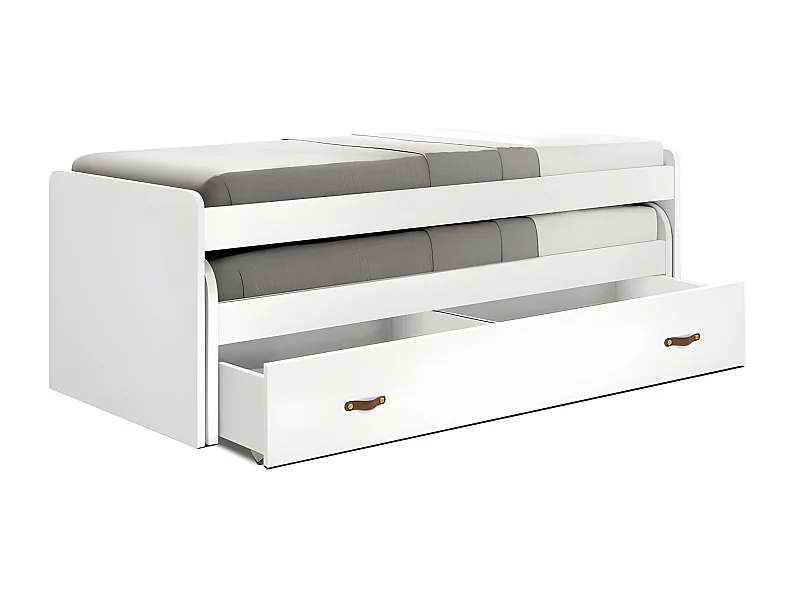 Bett 105 + Schubladen mit Lattenrost weiß 105x200cm