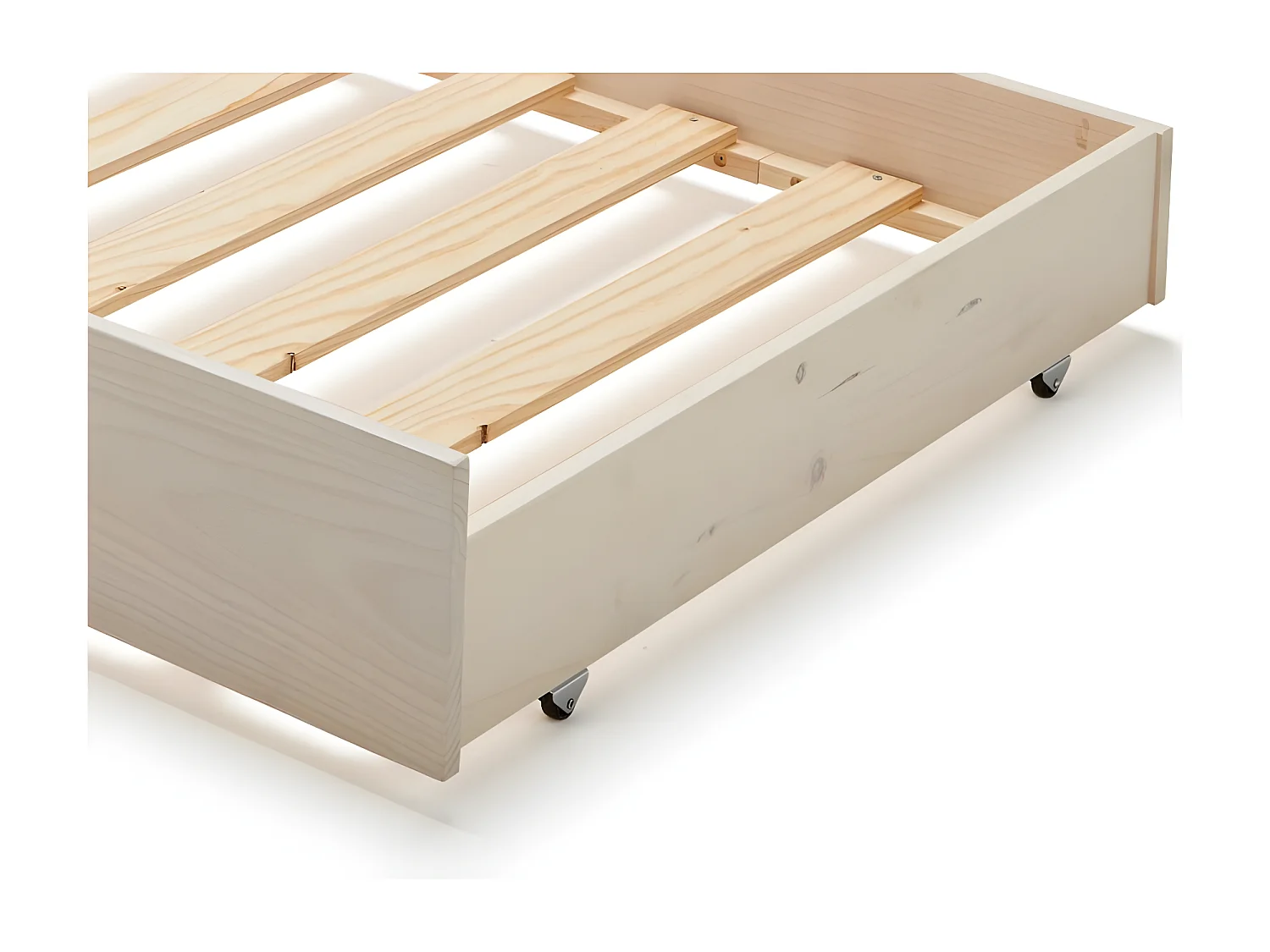 Lit tiroir d'enfant en bois blanc lavé 90x180 cm