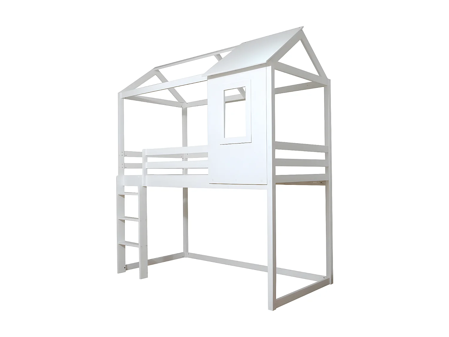 Cama alta madera pino 189.5x197x97 cm