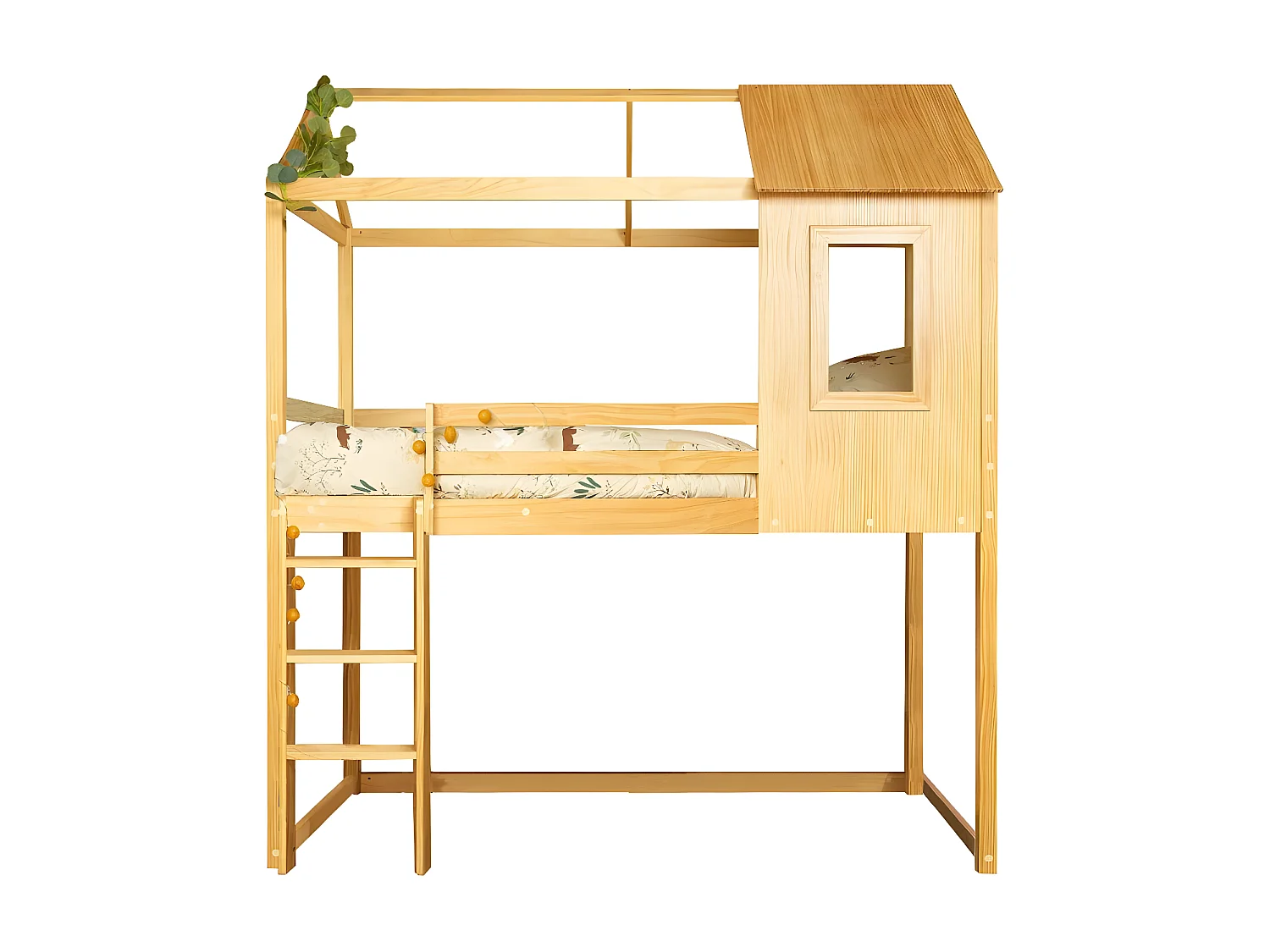 Hochbett aus Holz Kieferfarbe 189,5x197x97 cm