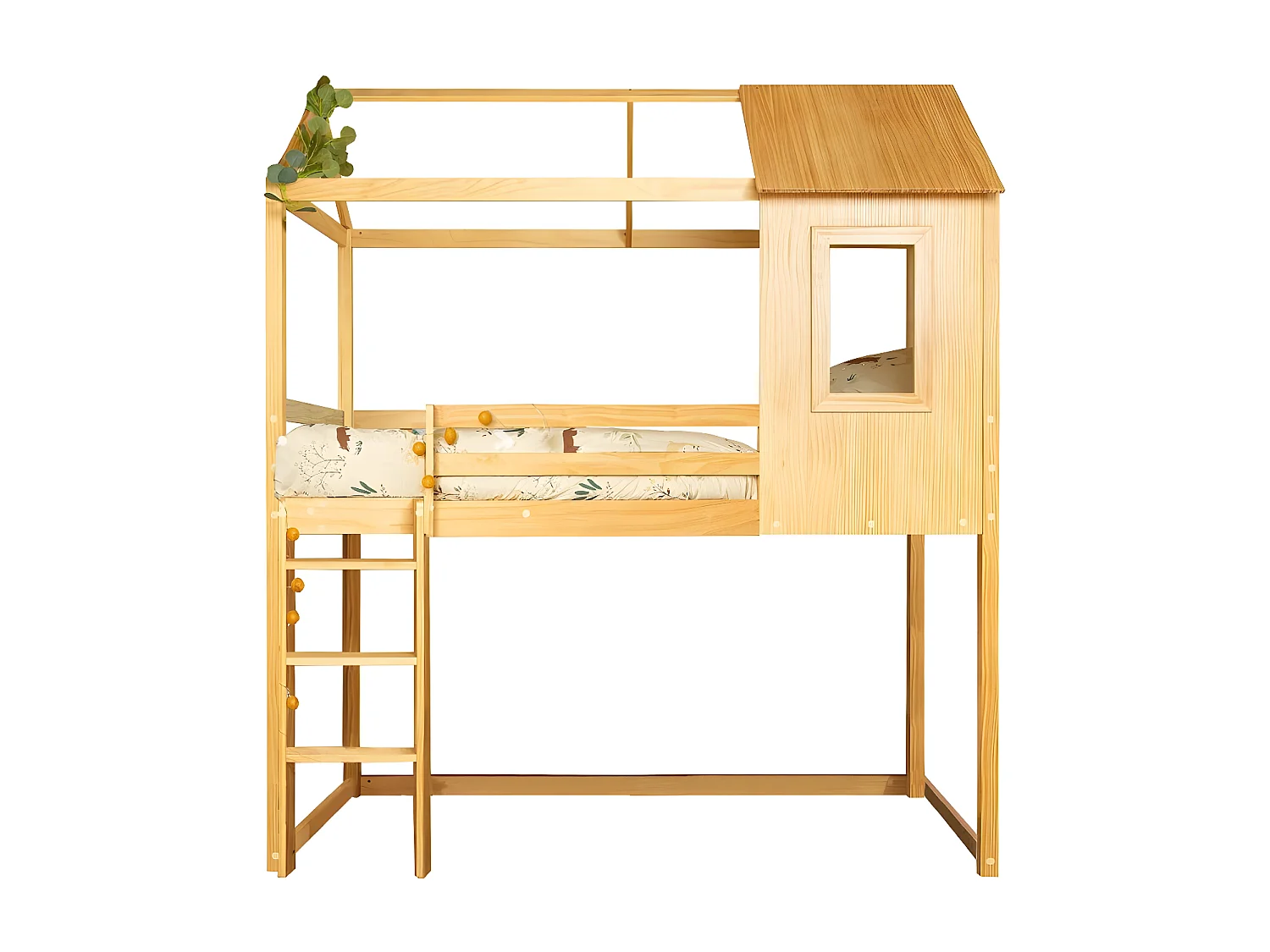 Hochbett aus Holz Kieferfarbe 189,5x197x97 cm