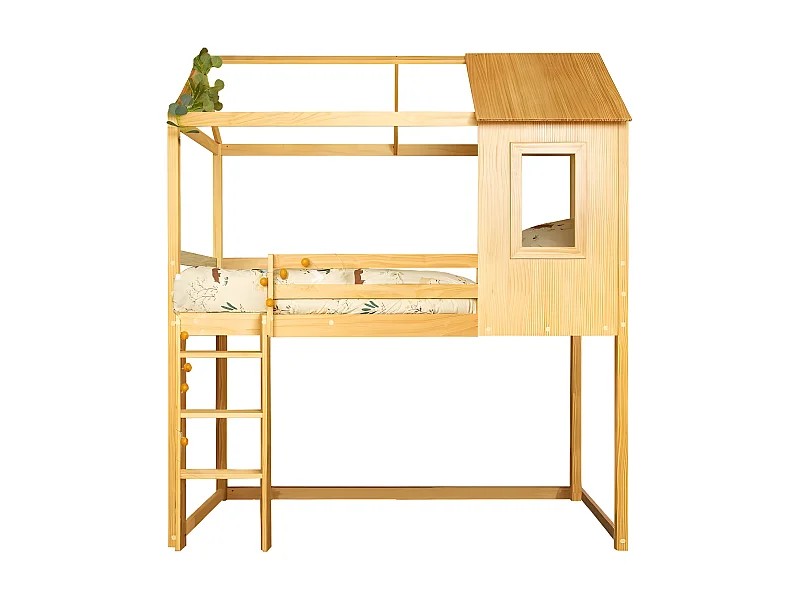 Letto alto legno pino 189,5x197x97 cm