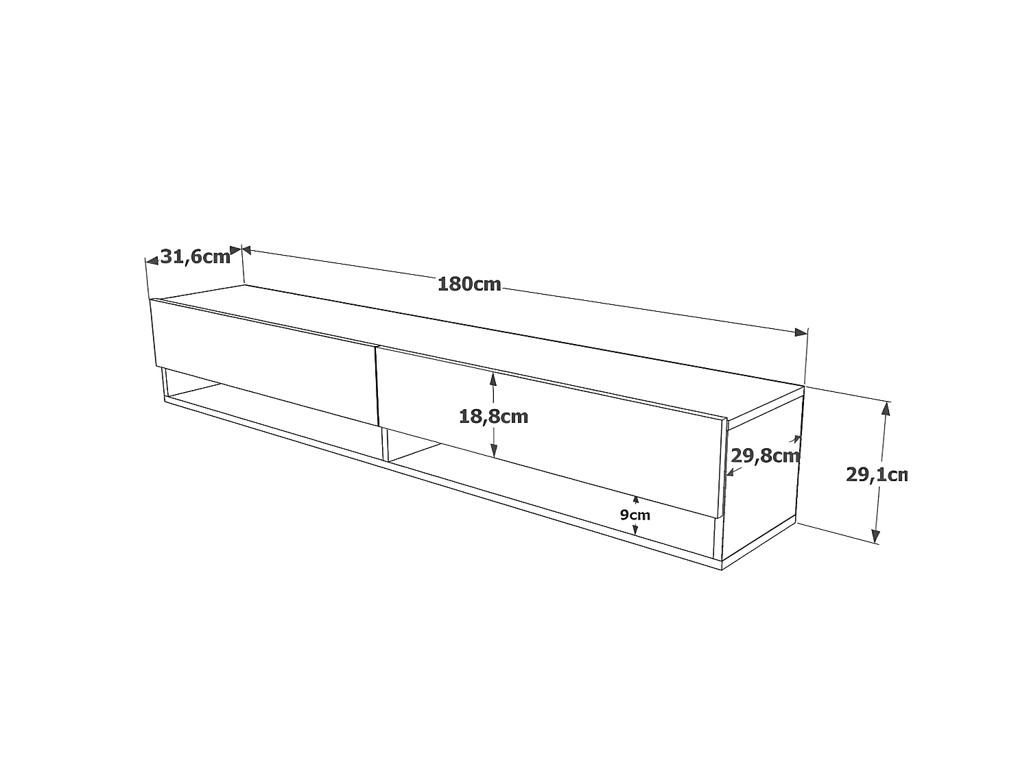 Mueble Elegante Tv Futura  Fr9-A 180 Cm Pino
