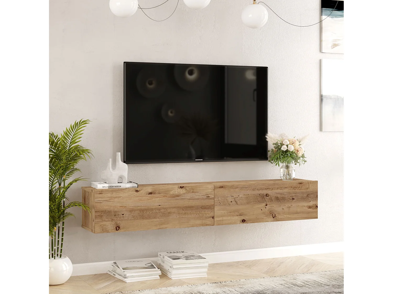 Mueble Elegante Tv Futura   180 Cm Pino