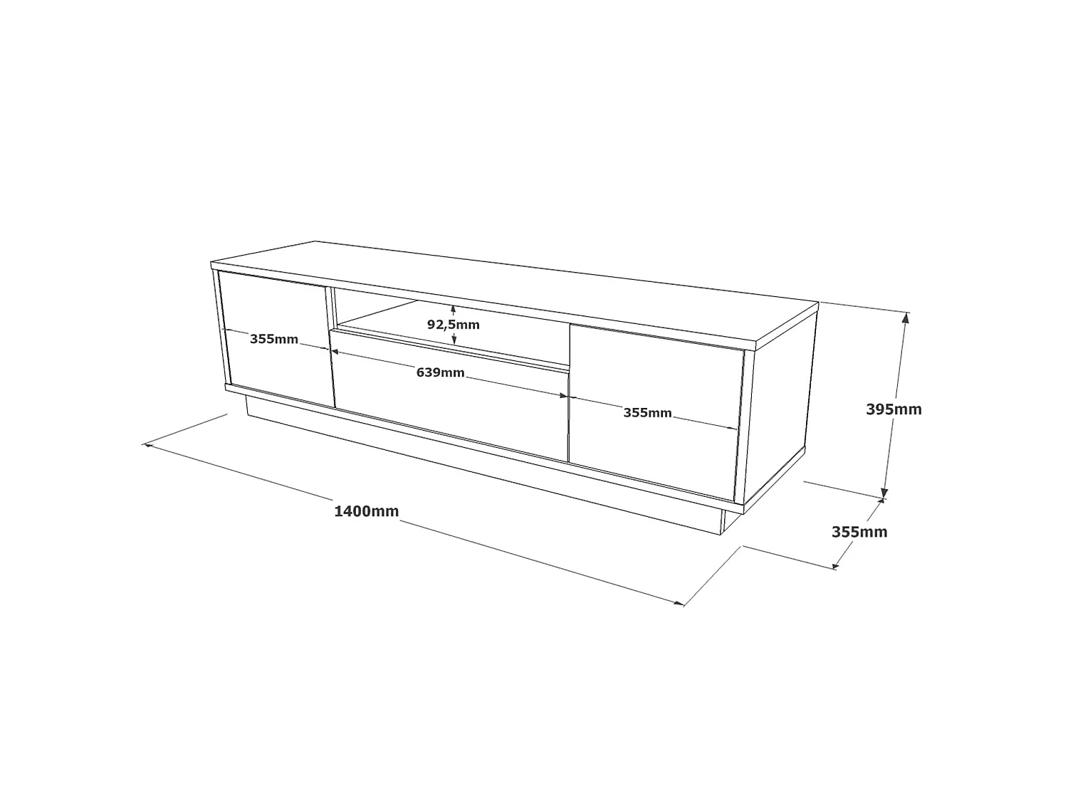 Meuble Tv Luvio 140 Cm Feutre-Blanc