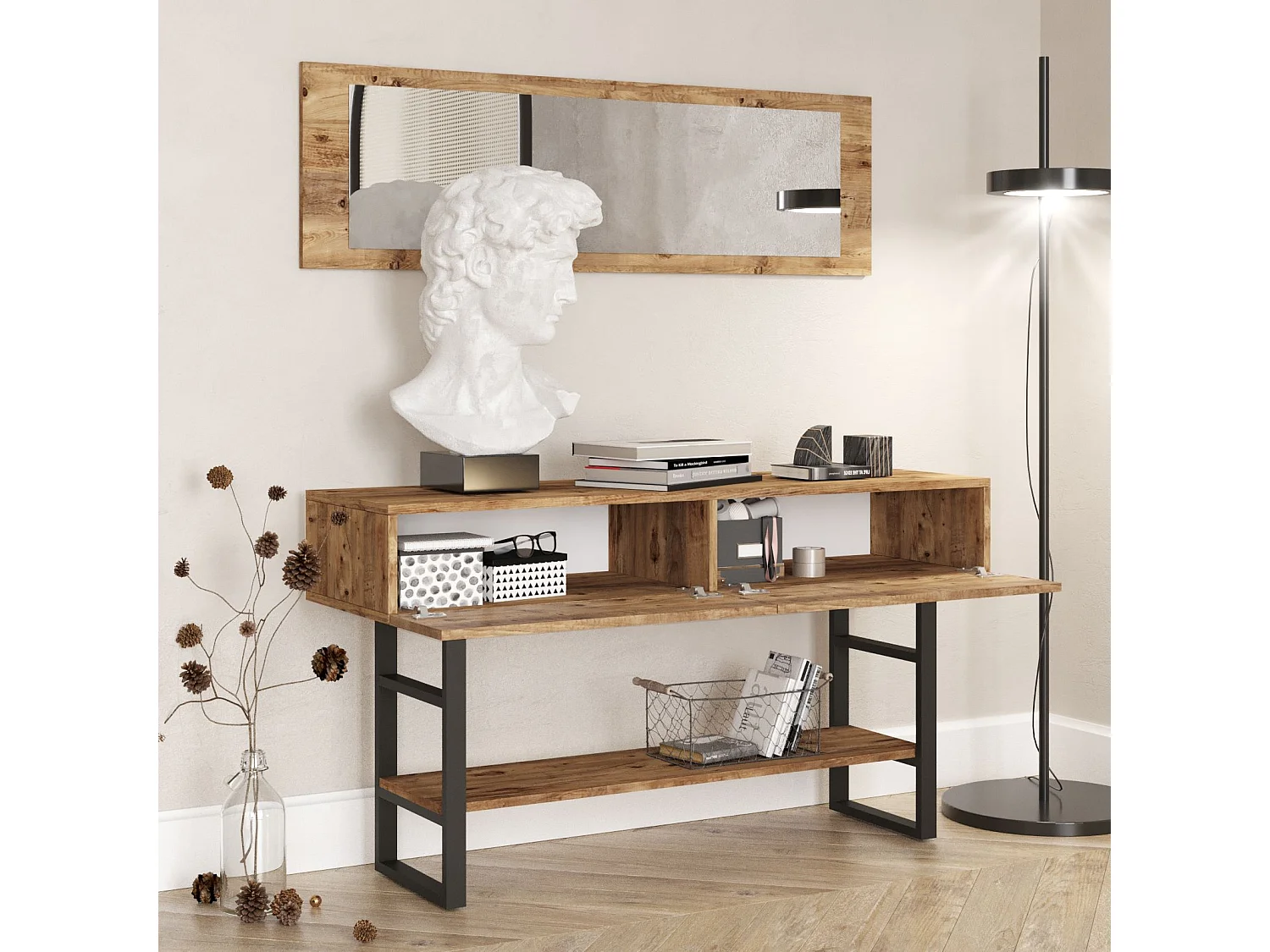 Aparador Yurupa Ml24 Con Funda Espejo 139 Cm Pino