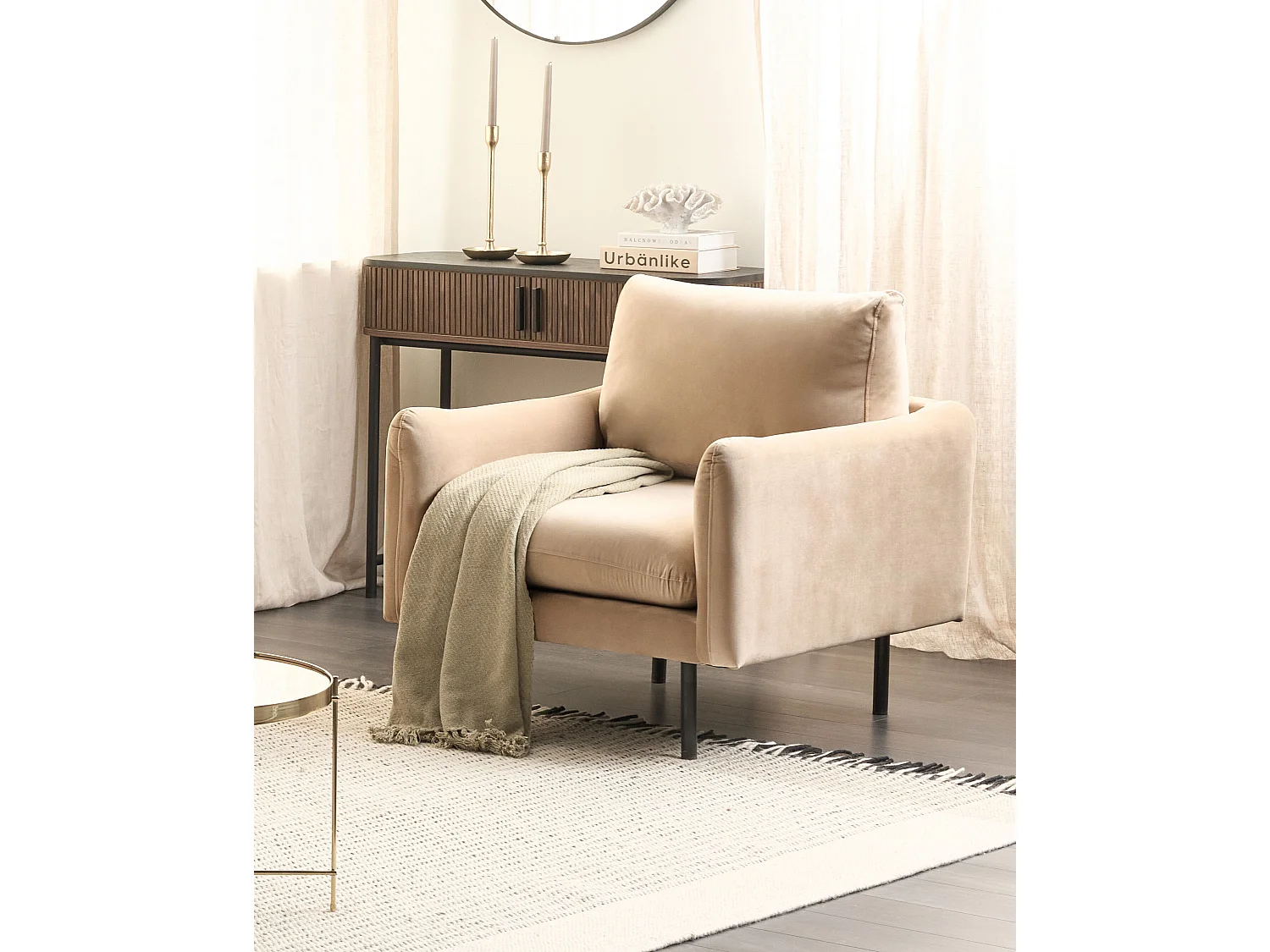 Fotel VINTERBRO Welur Beżowy