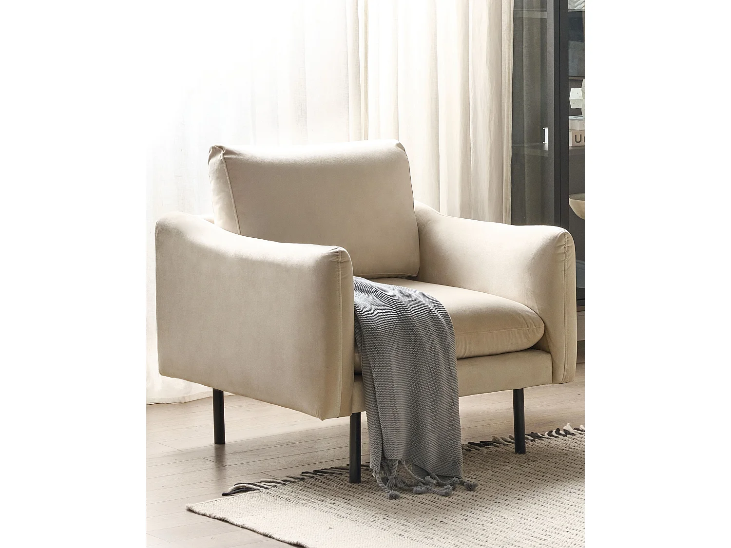 Fauteuil VINTERBRO Velours Beige clair