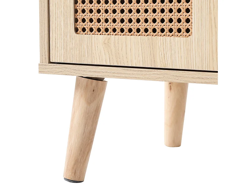 Credenza alta - 2 ante in rattan e 1 cassetto - stile country - Naturale