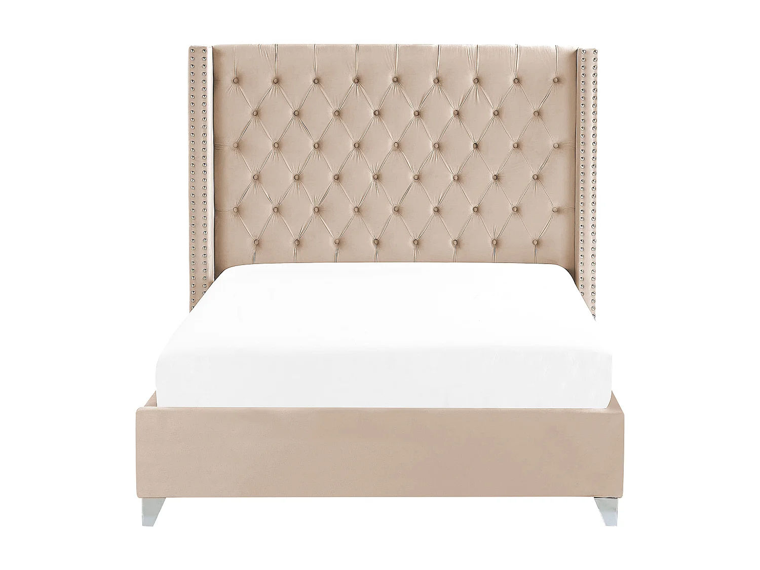 Bed Fluweel LUBBON 140 x 200 cm Beige