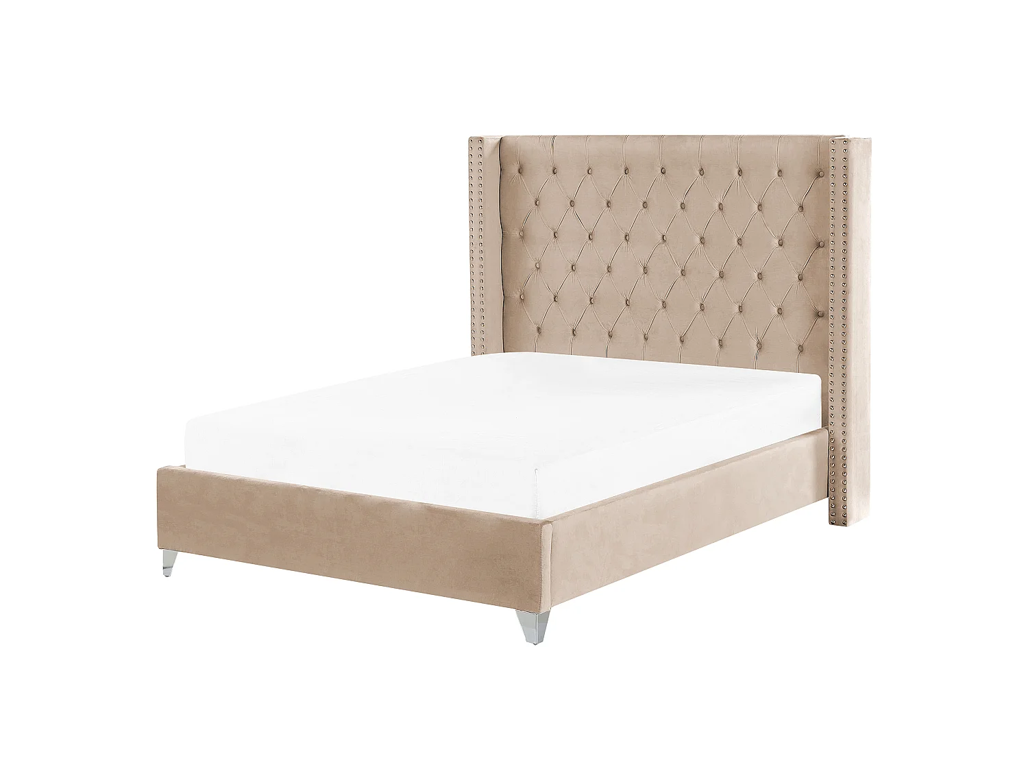 Bed Velvet LUBBON 140 x 200 cm (EU Double) Beige