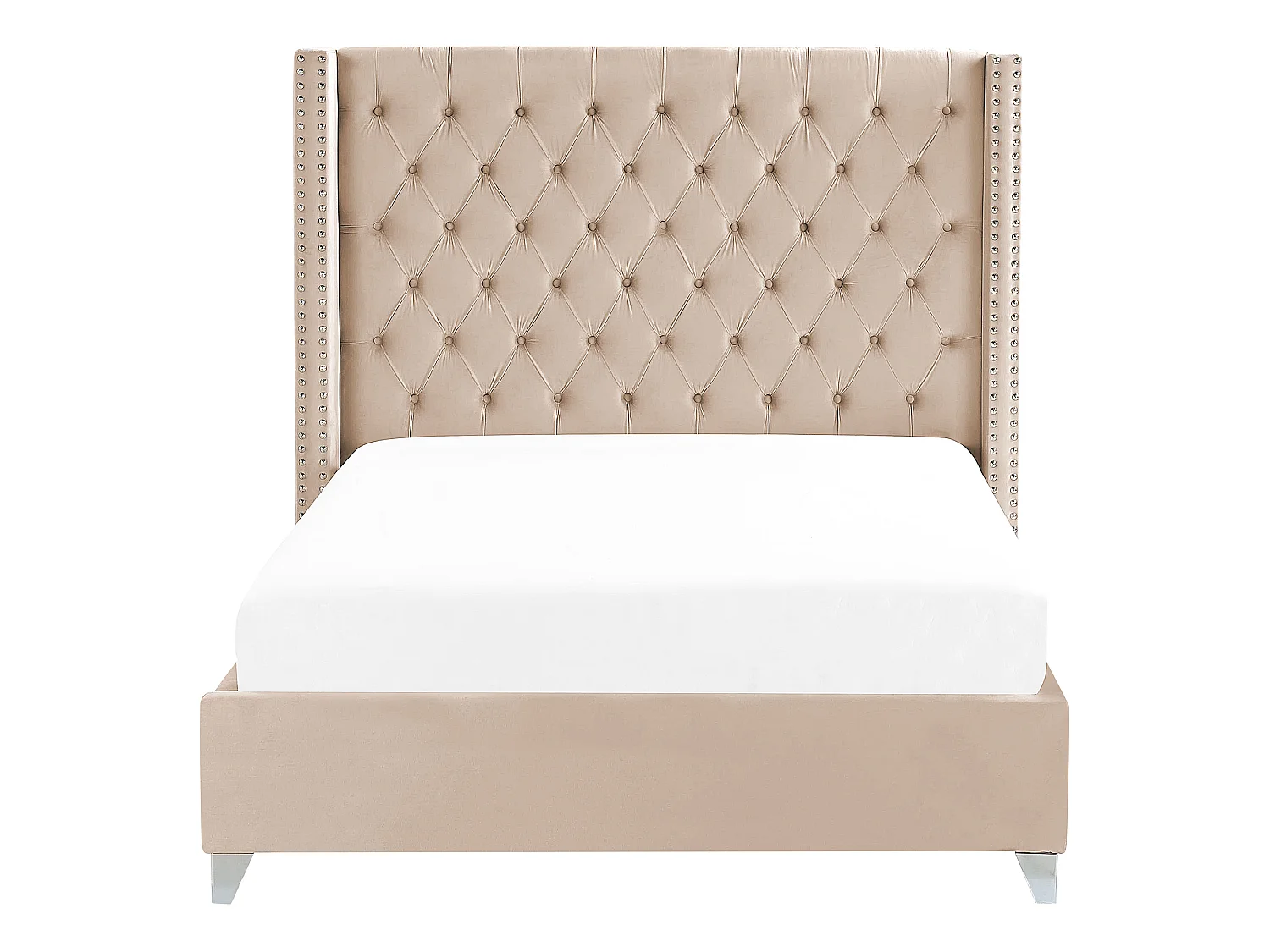 Bed Velvet LUBBON 140 x 200 cm (EU Double) Beige