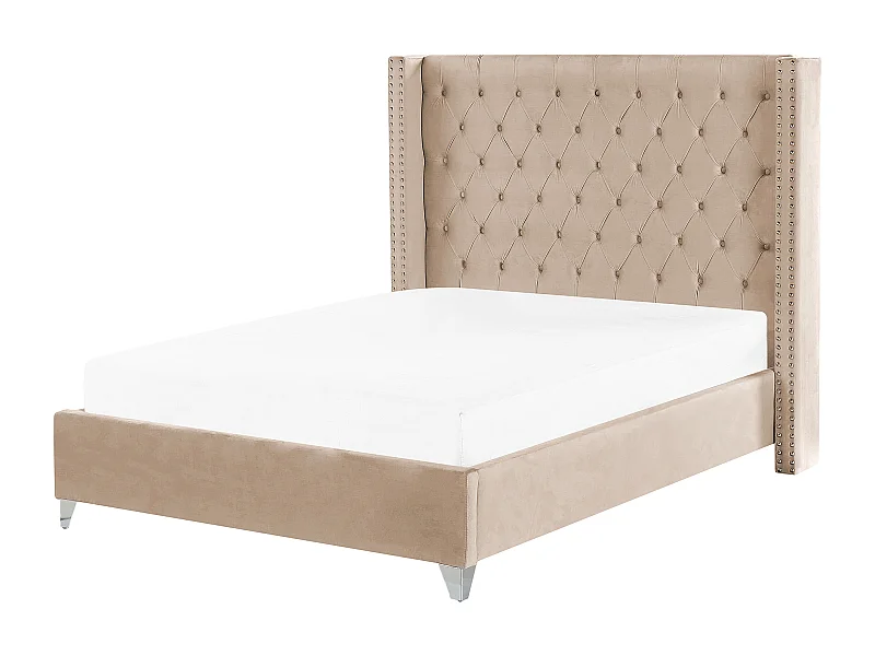 Bed Fluweel LUBBON 140 x 200 cm Beige