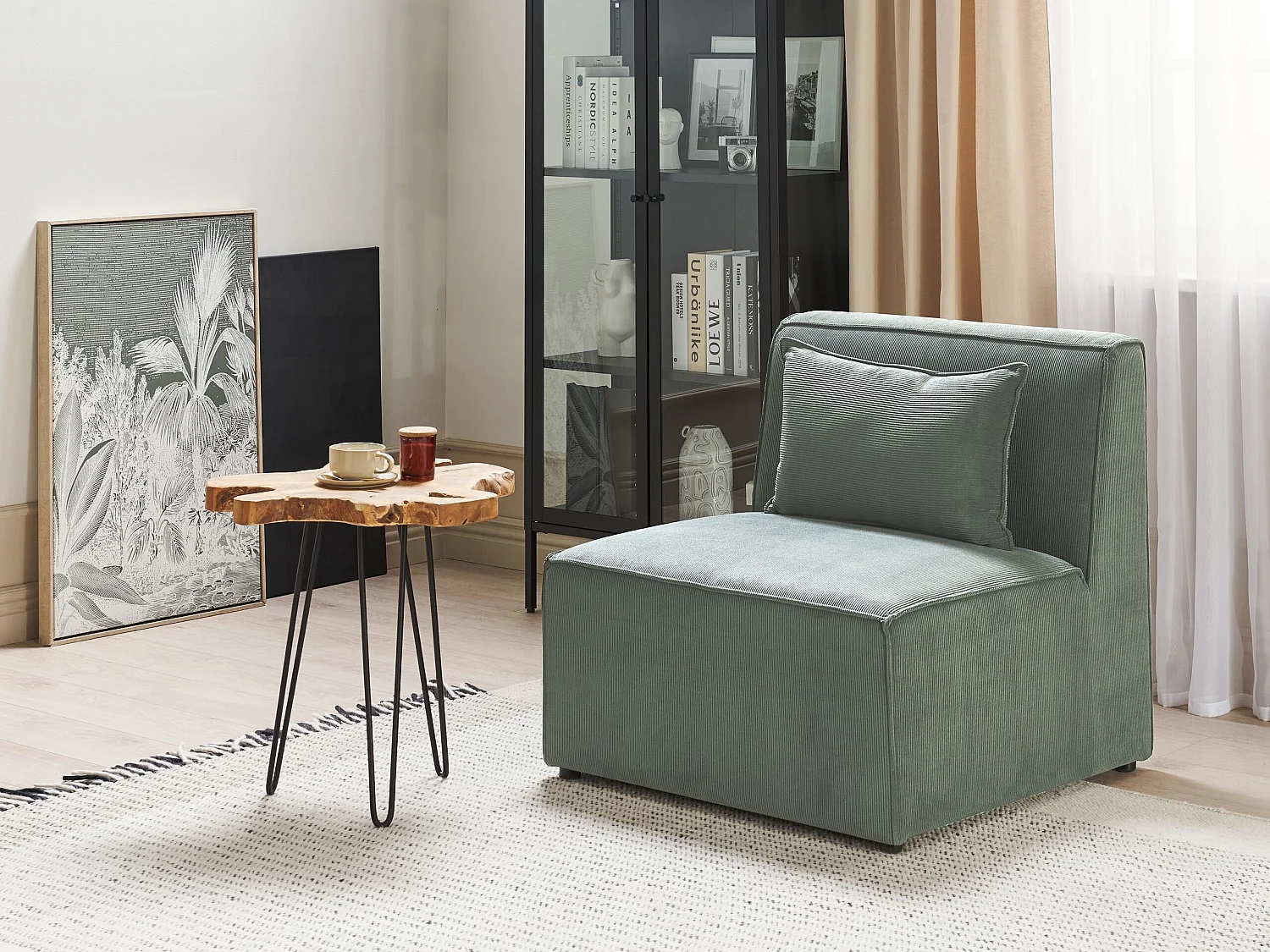 Module fauteuil LEMVIG Velours côtelé Vert foncé