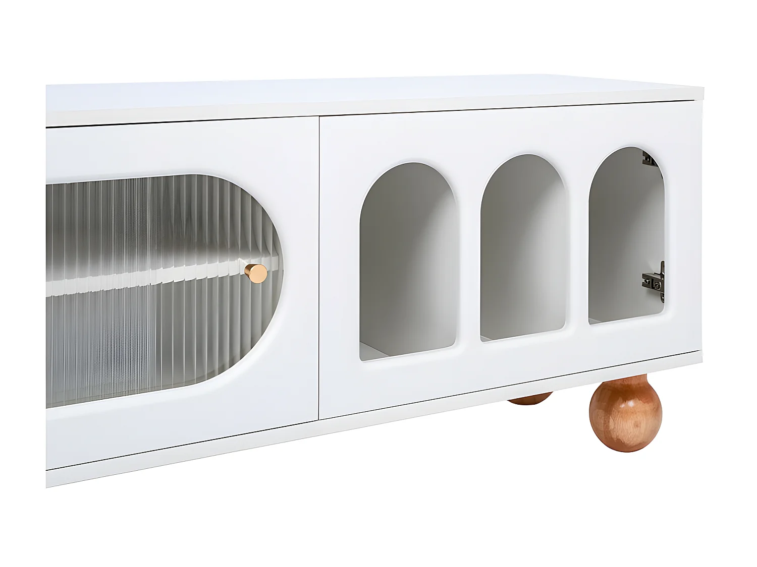 170 cm TV-Schrank – 2 Türen – 3 offene gewölbte Bereiche – Weiß