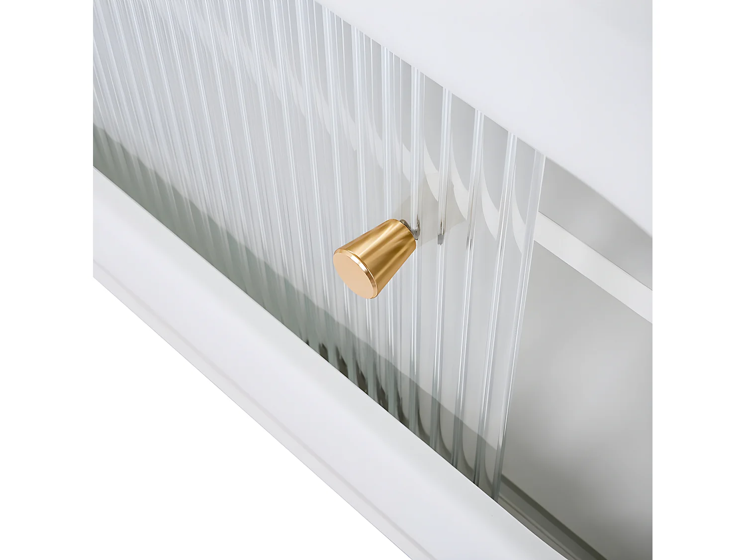 Meuble TV 170cm - 2 portes - 3 zones arquées ouvertes - Blanc