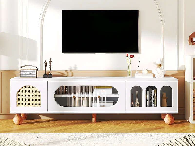 Mobile TV 170 cm - 2 ante - 3 aree aperte ad arco - Bianco