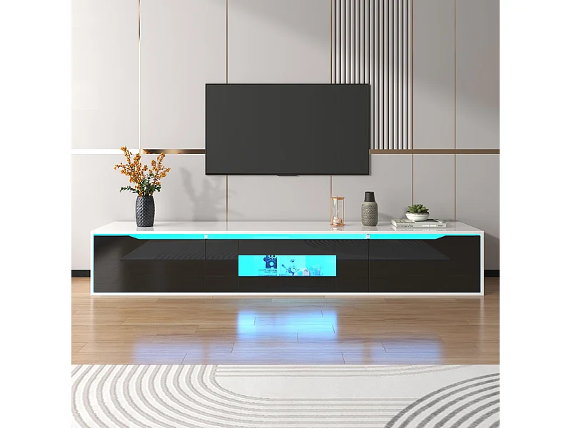 Mobile TV da 180 cm con luce LED che cambia colore - 3 ampi scomparti - Nero