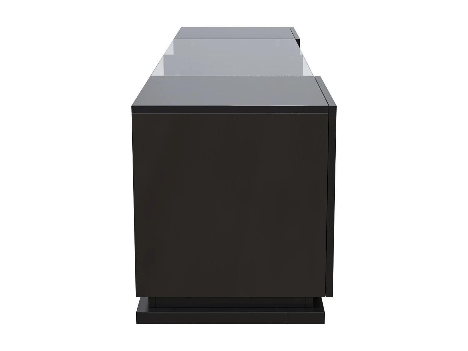 TV-meubel van 165 cm met kleurrijke LED-verlichting - 2 laden, 2 deuren en 2 glazen planken - Zwart