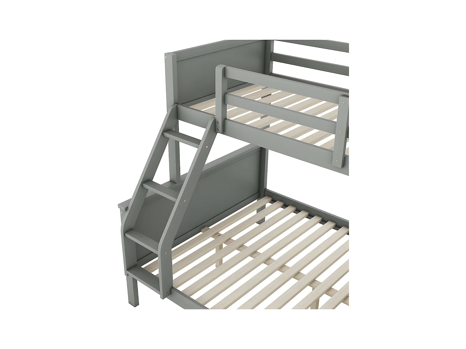 Stapelbed 140x200cm - een bureau aan de zijkant met 3 grote lades - Grijs