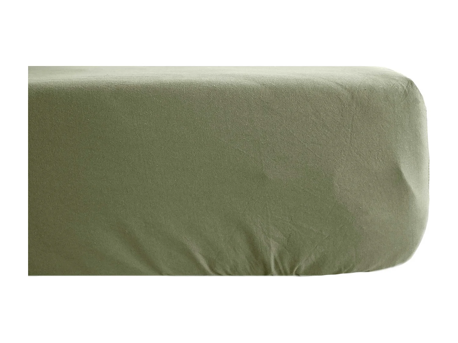 Drap housse en lin lavé froissé 160x200 cm SONATE vert Sauge