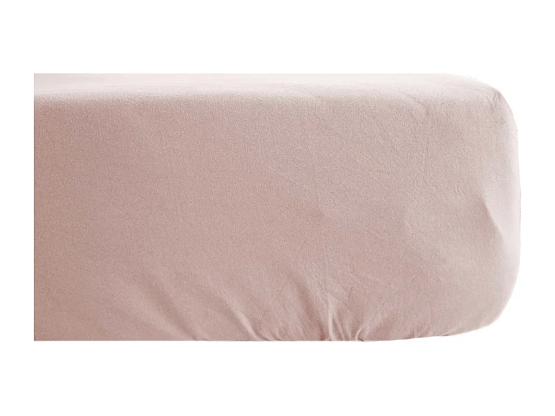 Drap housse 140x190 cm bonnet 30 en lin lavé froissé SONATE rose