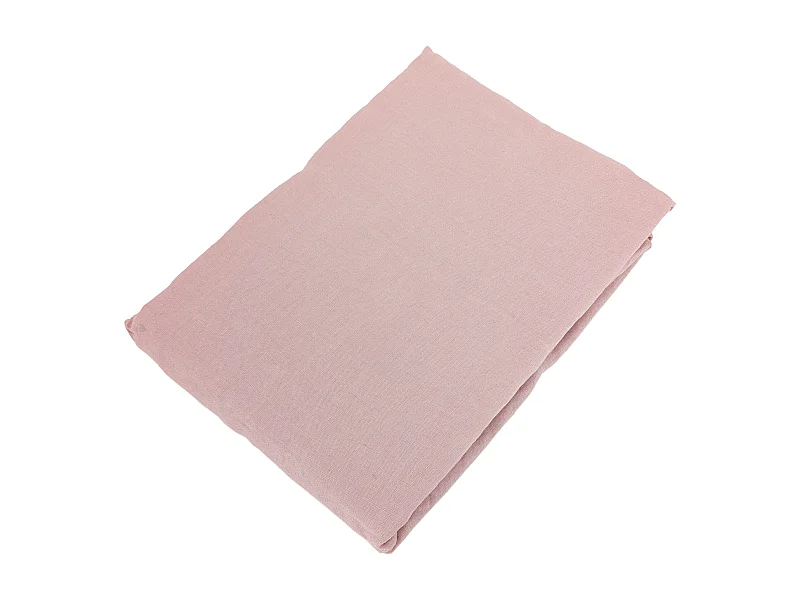 Drap housse 140x190 cm bonnet 30 en lin lavé froissé SONATE rose