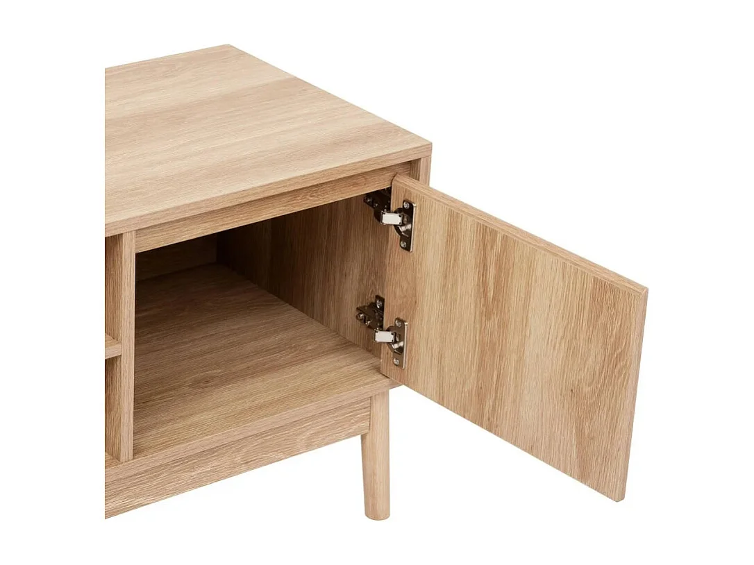 Meuble TV 2 portes et 2 étagères Effet chêne naturel L 120 cm