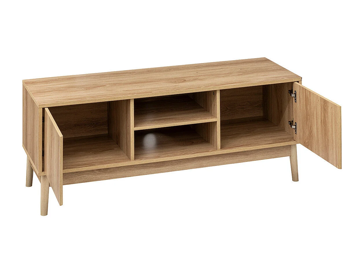 Meuble TV 2 portes et 2 étagères Effet chêne naturel L 120 cm