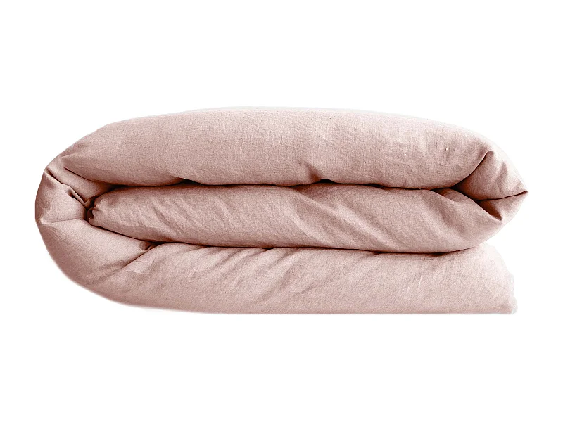 Housse de couette 200x200 cm petit lit double lin lavé SONATE Rose