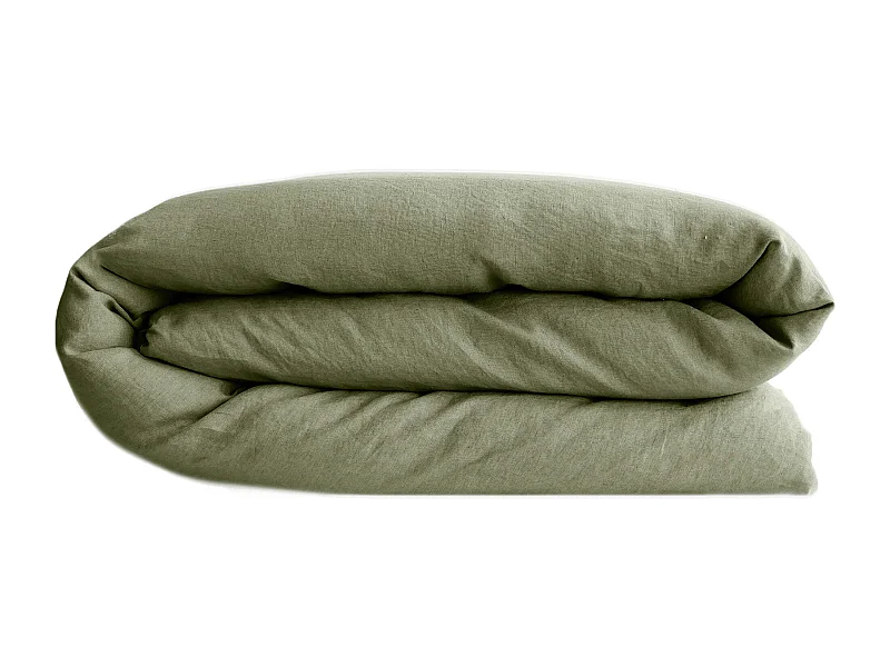 Housse de couette 140x200 cm lit simple lin lavé SONATE vert Sauge