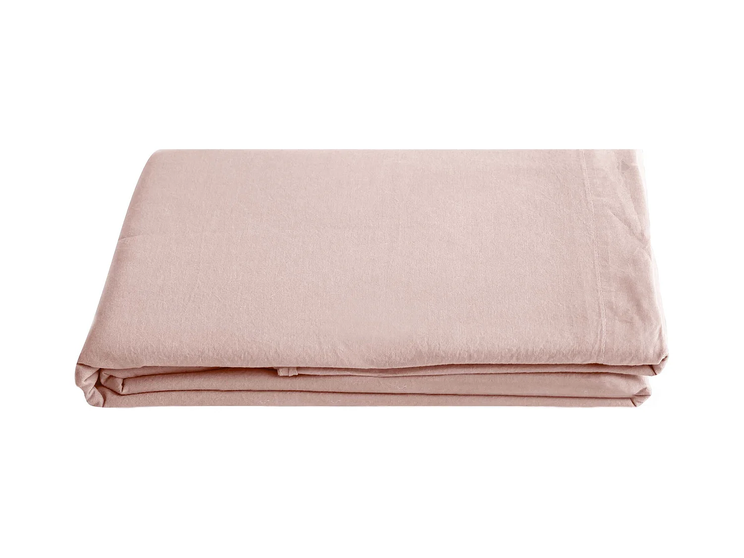 Drap plat uni 270x300 cm 100% lin lavé effet froissé SONATE rose