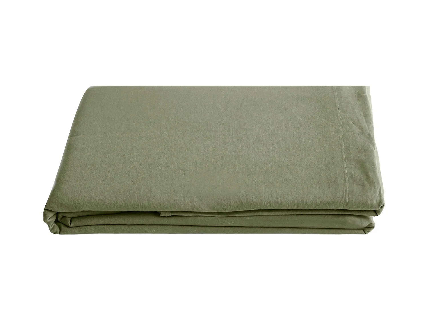 Drap plat uni 270x300 cm 100% lin lavé effet froissé SONATE vert Sauge